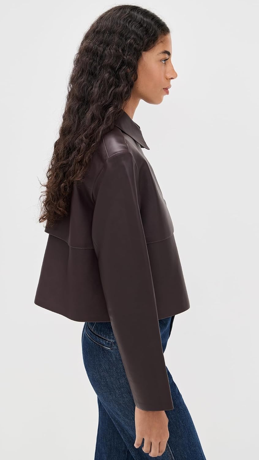 Theory Women's Crop Leather Trench Coat