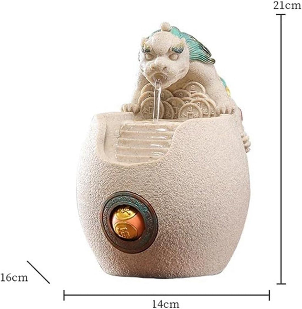 Tabletop Fountain Waterfall Tabletop Water Fountain Small Chinese-Style Water-circulating Ornaments Indoor Waterfall Feature(White)