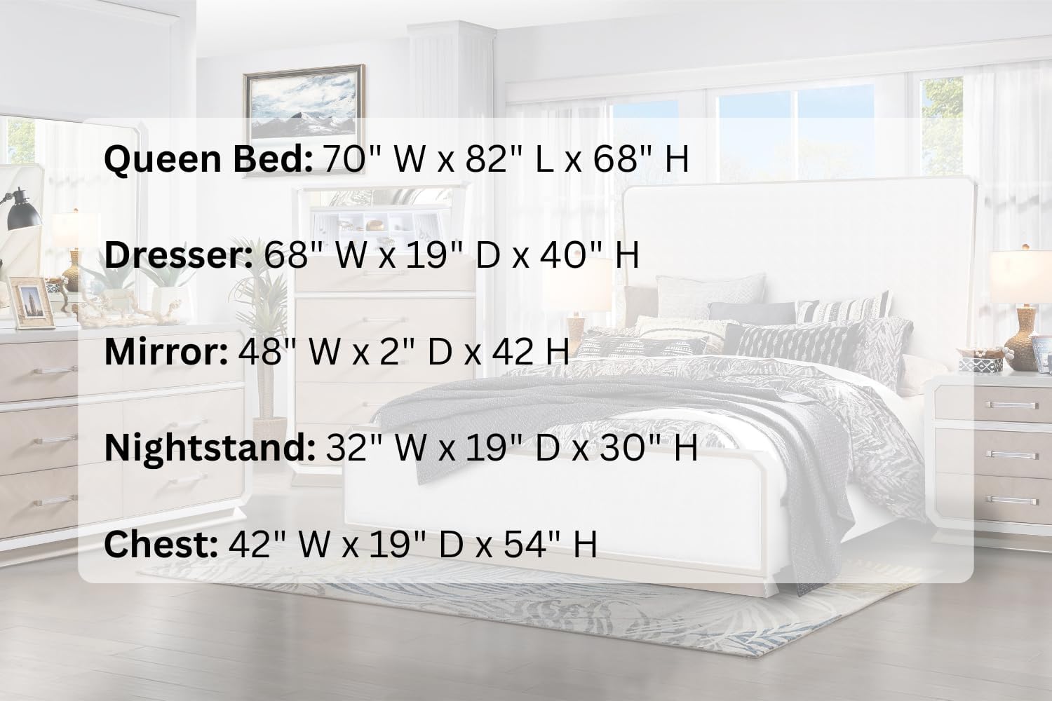 First of a Kind Dior Two Tone Luxury 5 Piece Queen Bedroom Set with Upholstered Tufted Headboard Modern Glam Design Coordinated Furniture Collection