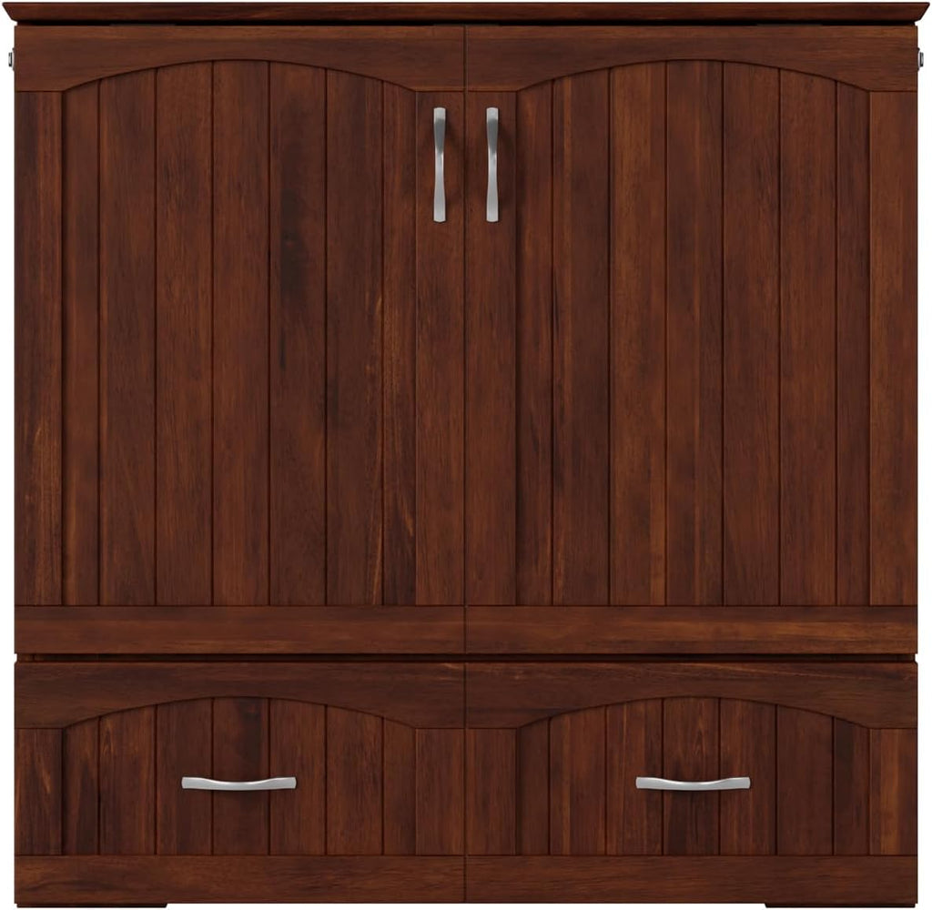AFI, Southampton Murphy Bed Chest Twin XL with 6' Mattress, Storage Drawer & Built-in USB Charger, Walnut