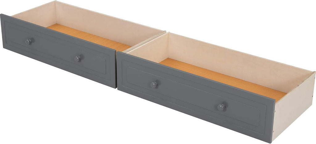 Harper & Bright Designs Full Over Full Wood Bunk Bed with Two Storage Drawers and Ladder, Convertible Storage Bunk Bed Can Be Divided Into Two Full Size Daybeds (Grey)