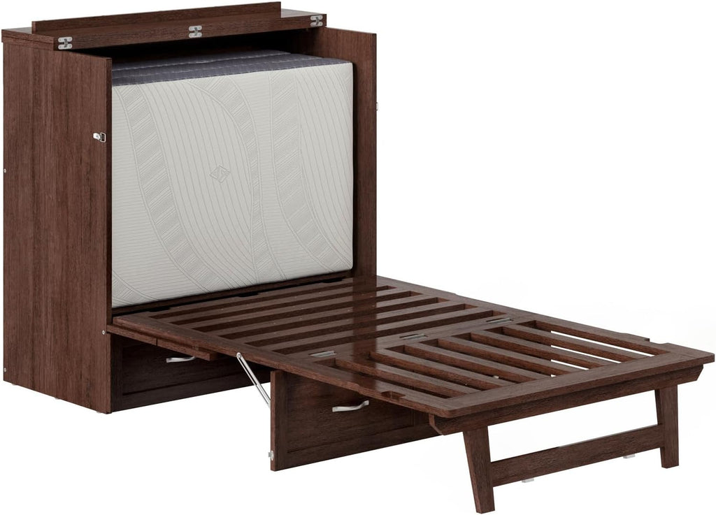 AFI, Northfield Murphy Bed Chest Twin XL with 6' Mattress, Storage Drawer & Built-in USB Charger, Burnt Amber