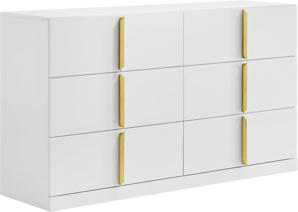 Coaster Home Furnishings - INES - Wood - 4-Piece Bedroom Set with Upholstered Bed and Flat Drawer Fronts - Bedroom - Queen Size - White High Gloss and Navy - 223091NVYQ-S4