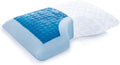 MALOUF Z Side Sleeper Shoulder Cutout Dough Memory Foam Pillow with Liquid Gel Layer-Queen, Blue
