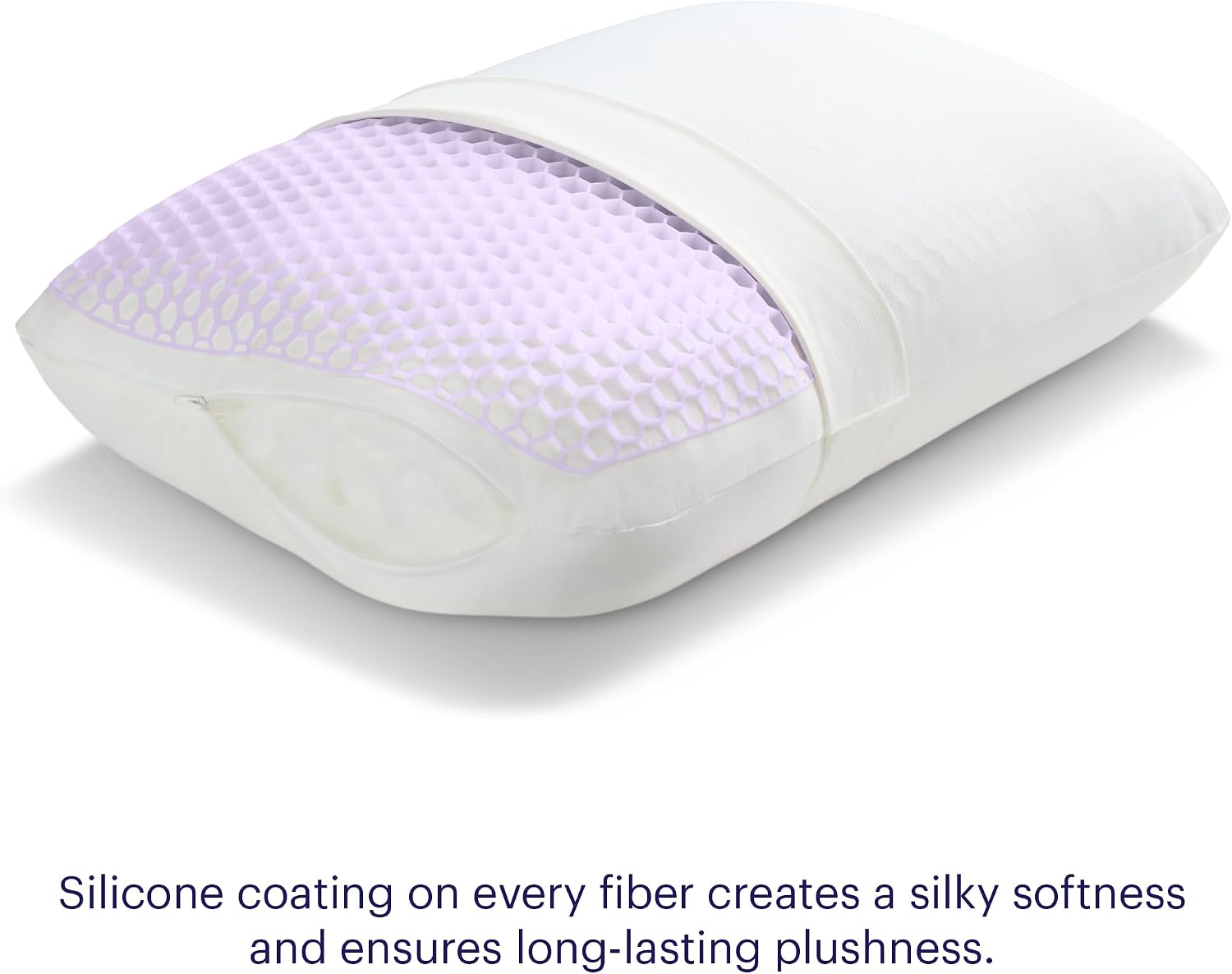 Purple GridCloud Pillow – Down-Alternative Pillow, GelFlex® Grid for Soft Support & Pressure Relief for Side Sleepers– Always-Fluffy Silicone-Coated Fill– Breathable Moisture-Wicking Cover - Standard
