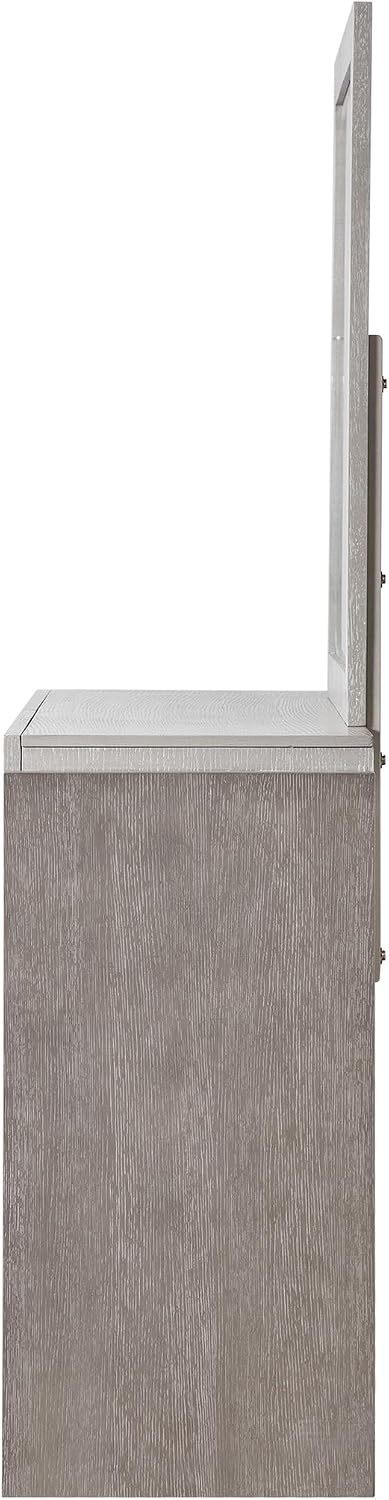 Furniture of America Burnett Solid Wood 5-Piece Bedroom Set, Queen-Size Bed with Padded Headboard, Felt-Lined Top Drawer, Stability and Durability Frame, Box Spring Required, Gray