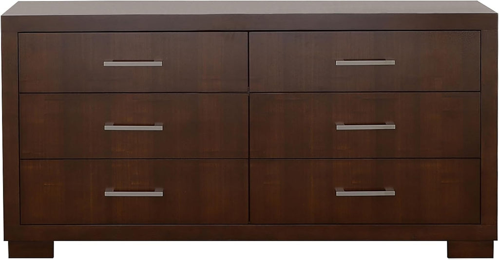 Coaster Home Furnishings Jessica Contemporary 5-Piece Bedroom Set Eastern King Size LED Panel Bed Frame 43-inch Headboard Cappuccino 200711KE-S5P