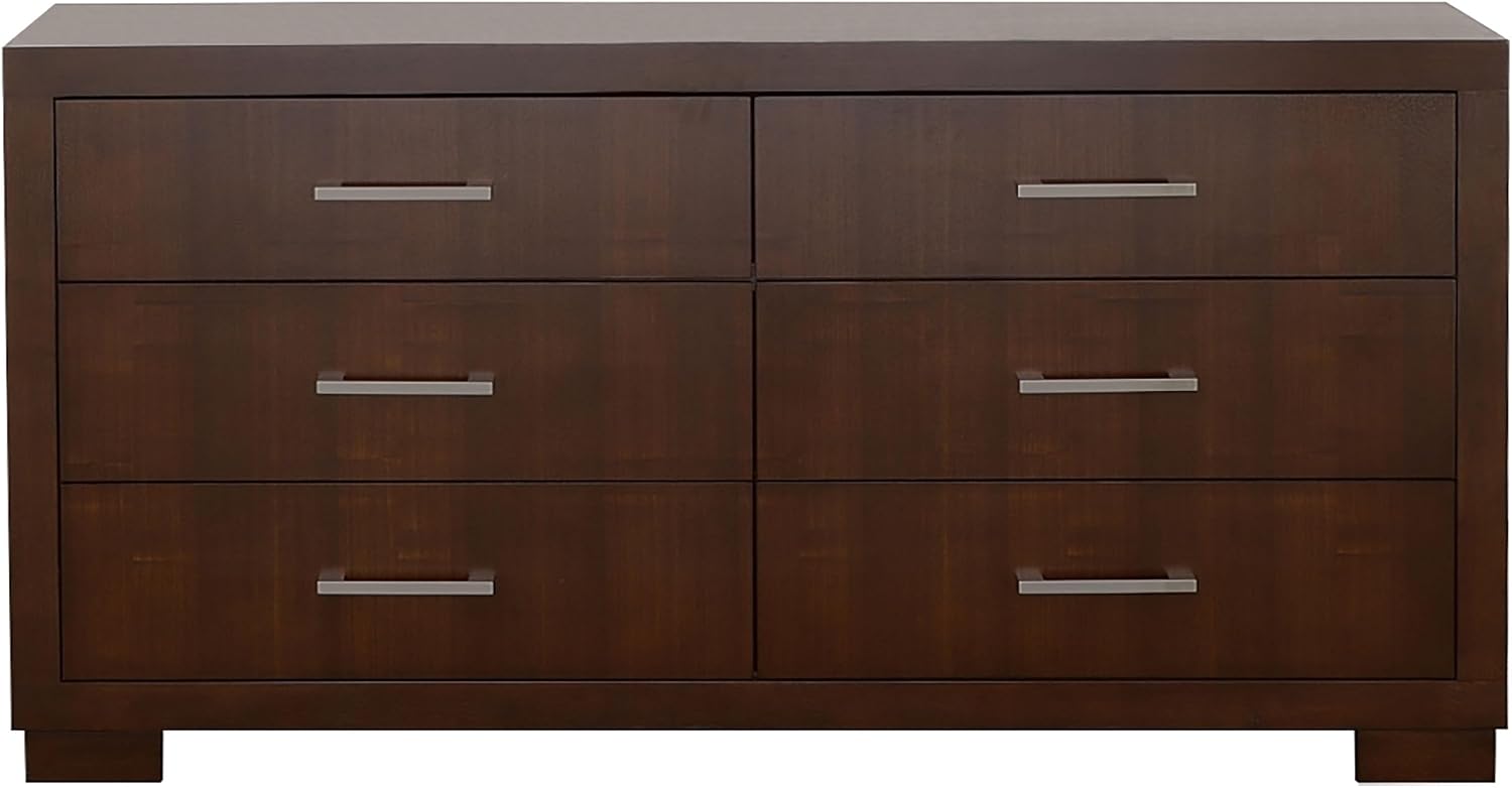 Coaster Home Furnishings Jessica Contemporary 5-Piece Bedroom Set Eastern King Size LED Panel Bed Frame 43-inch Headboard Cappuccino 200711KE-S5P