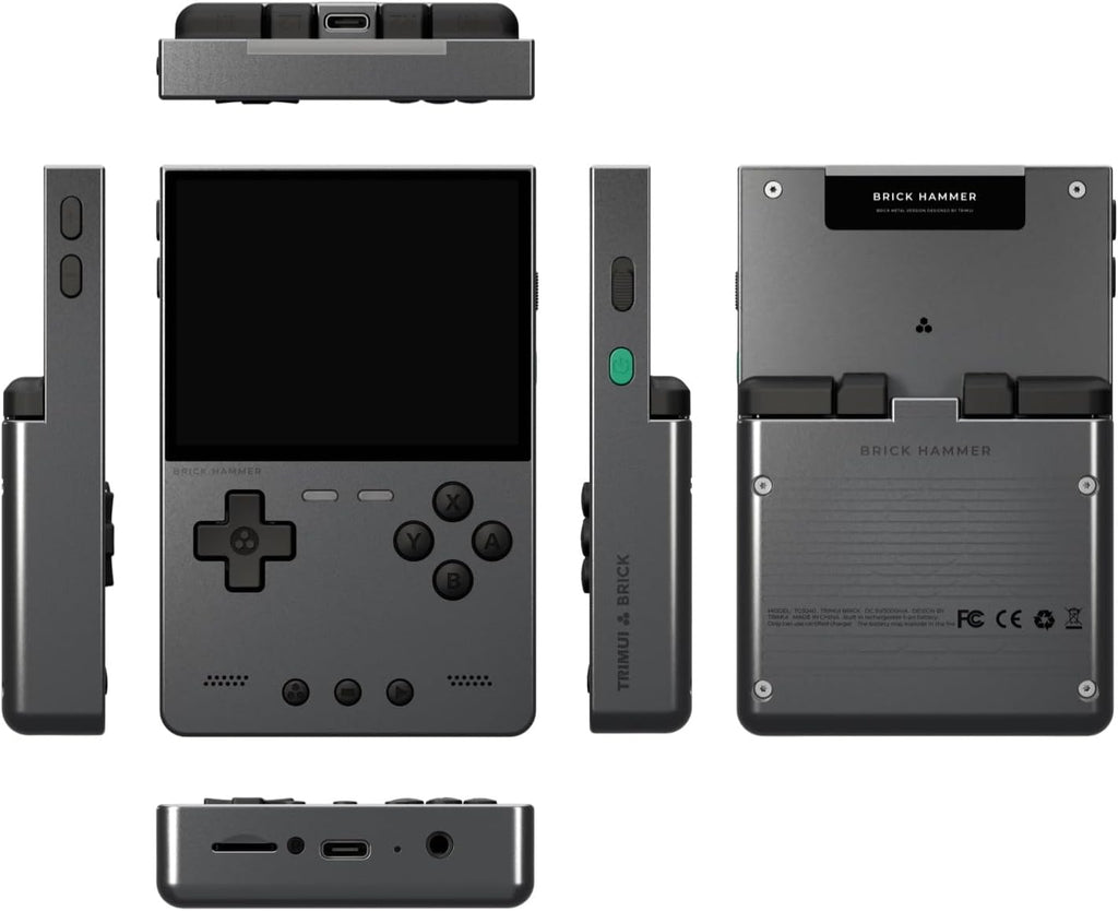 Brick Hammer Handheld Game Console, Mini Game Player with 3.2 inch IPS Screen, Portable Video Game Console with Built-in 64G TF Card (Grey 64G)