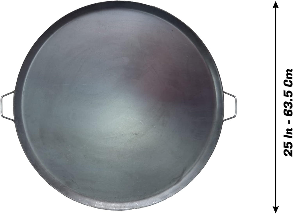 Fiesta Brands Extra Large Comal Para Tortillas Grandes Redondo for Tortillas y Quesadilla Carbon Steel Heavy Duty Metal Handle (25 In)