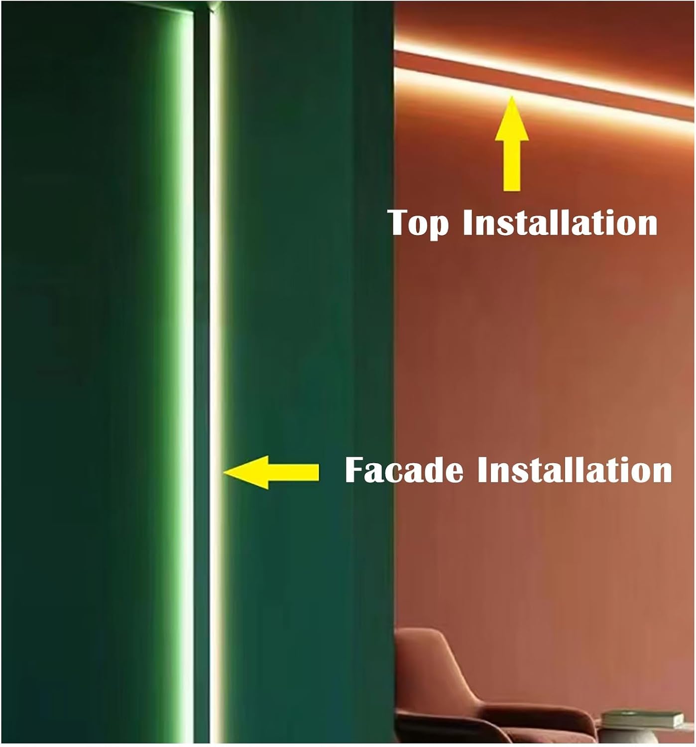 Modern LED Crown Moulding - Indirect Lighting Aluminum Profile Trim, 16.4 ft Diffuser Channel for Home Decor, Cornice Light Strip Track, Stylish Ceiling & Wall Accent