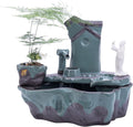 Indoor Water Fountain Tabletop Fountains Zen Chinese Flowing Water Ornaments Fountain Fengshui Lucky Living Room Office with Atomizer Creative Desktop Decorations Meditation Fountain
