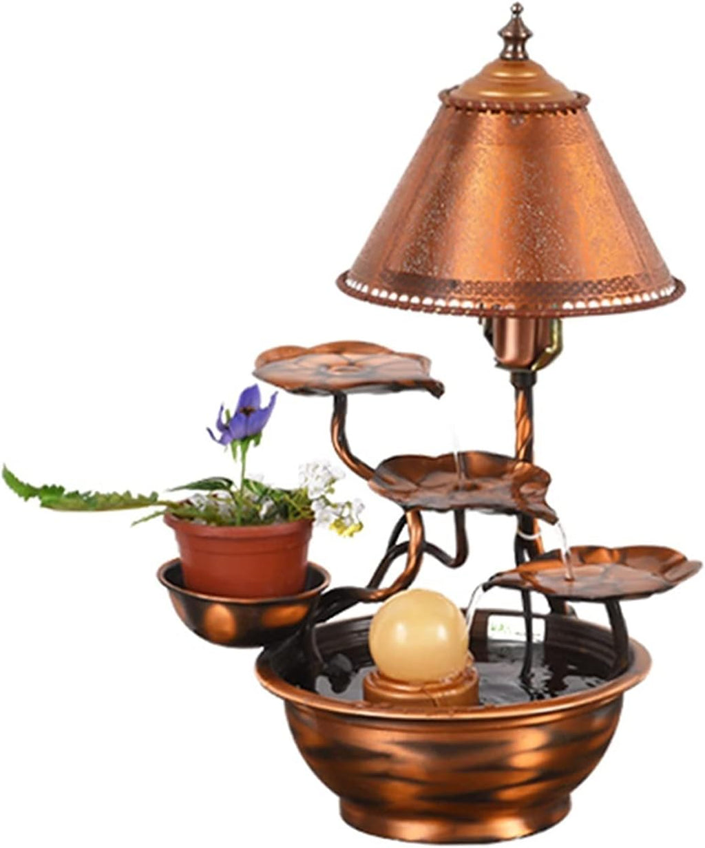 Indoor Water Fountain Tabletop Fountains Pure Copper Tabletop Water Fountain - Indoor Desktop Decoration Waterfall Fountain Metal Flower Indoor/Outdoor Water Fountain Meditation Fountain