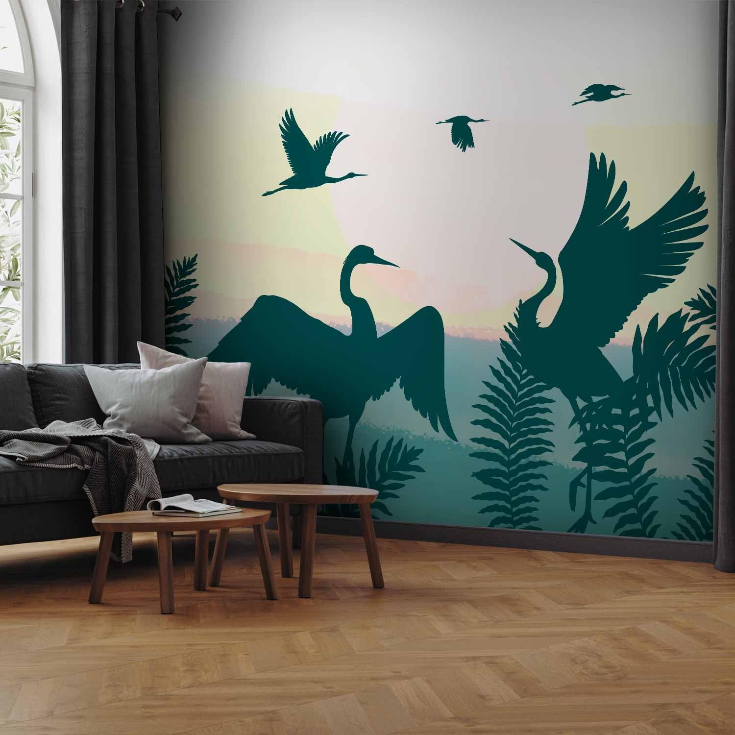 artgeist Premium Wall Mural Nature 157x110 in - Non-Woven Wallpaper Fleece Wall Decor Photo Print Picture Image Design Home Mural Crane Birds Landscape g-C-10093-a-a