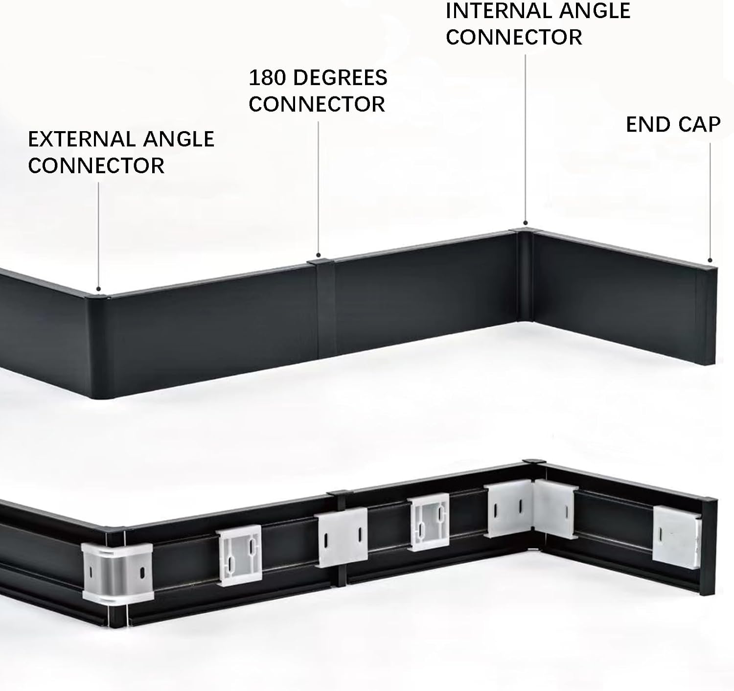 Aluminium Baseboard Molding Trim Height 100mm (3.94') Length 2500mm (8.2ft) Metal Wall Base Right Angle Aluminium Skirting Trim - Elevate Your Home Décor (Matte Black, 3pcs)