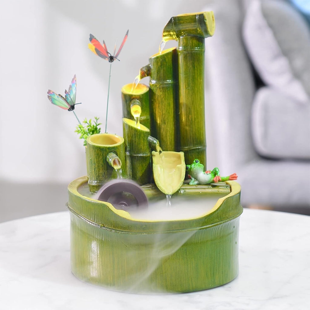 Tabletop Fountain Tabletop Fountain Waterfall Creative Imitation Bamboo Water Fountain Living Room TV Cabinet Decoration Indoor Small Ornament Desktop Fountain(Color:B)