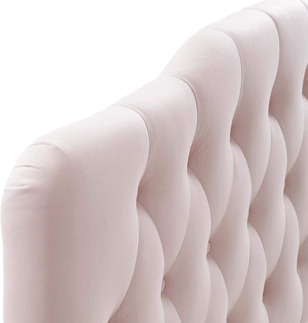 Modway Annabel Diamond Tufted Performance Velvet Queen Headboard in Pink