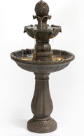 3 Tiered Water Fountains Outdoor –42.2'' Tall, Like Stone Bird Bath for Outside, Elegant Waterfall Feature for Garden, Yard, Patio (Bronze Color)