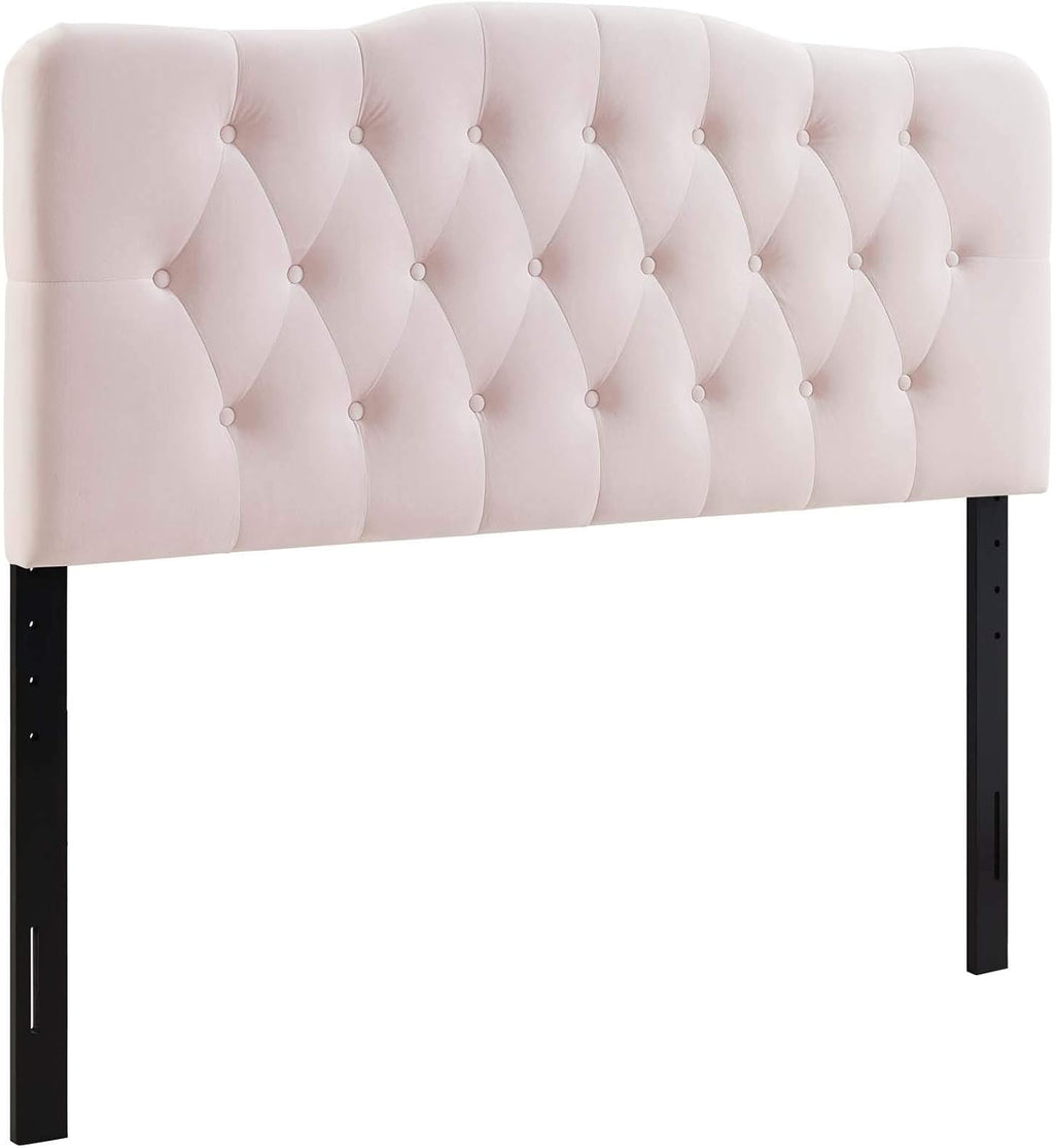 Modway Annabel Diamond Tufted Performance Velvet Queen Headboard in Pink