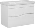 Modern Wall-Mounted Bathroom Vanity with Washbasin | Wave White High Gloss Mirror | Non-Toxic Fire-Resistant MDF-28-Omega Mirror R-line 24'
