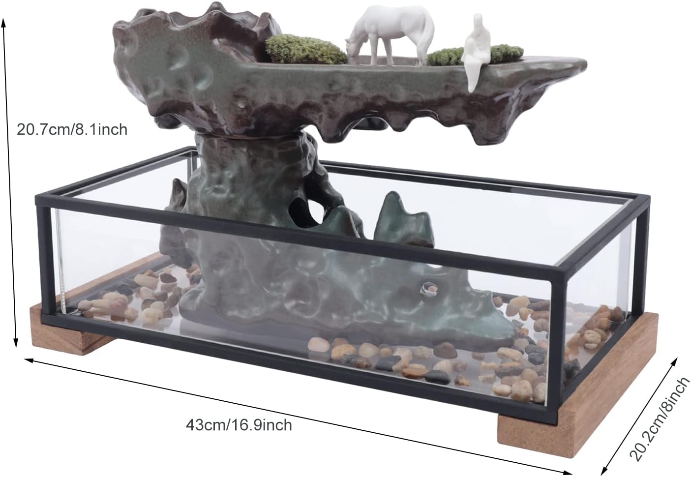 Fountain Waterfall Tabletop with Automatic Pump & Fish Tank Ceramic Tabletop Water Fountain Indoor Zen Relaxation Creative Home Decor for Office, Living Room, or Bedroom (TYPE2)
