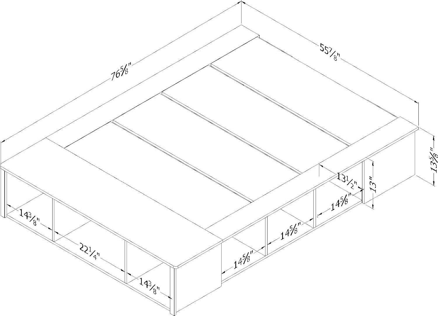 South Shore Flexible Full Platform Bed with Storage and Baskets, Pure White