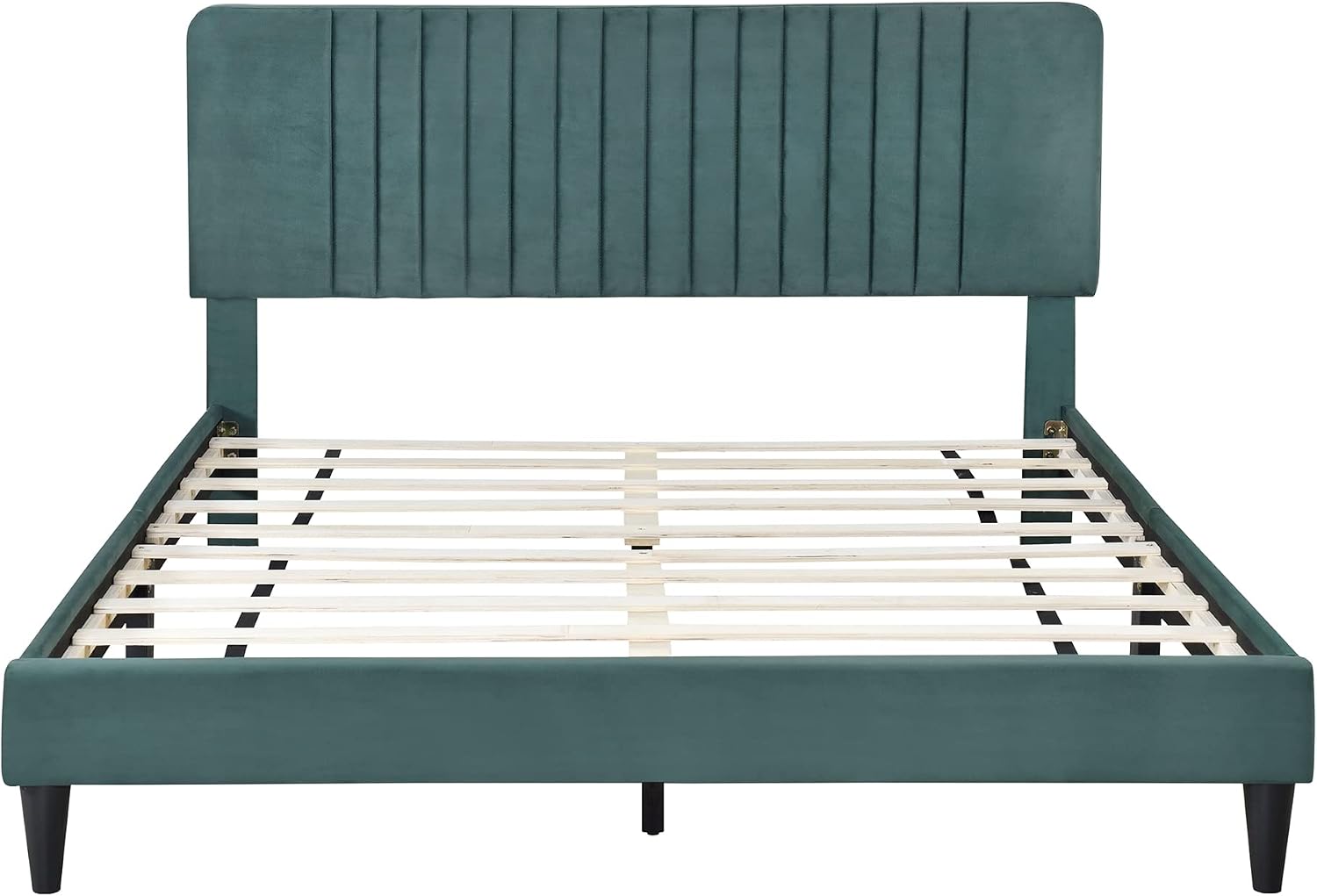 4-Pieces Bedroom Sets Queen Size Upholstered Platform Bed with Two Nightstands and Storage Bench-Green