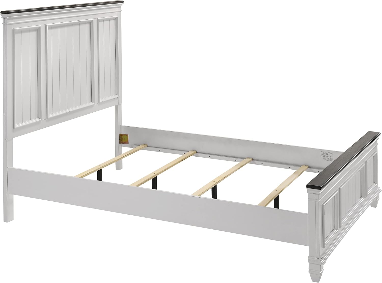 Clelane Shiplap Wood Panel Bed, Weathered White and Dark Gray