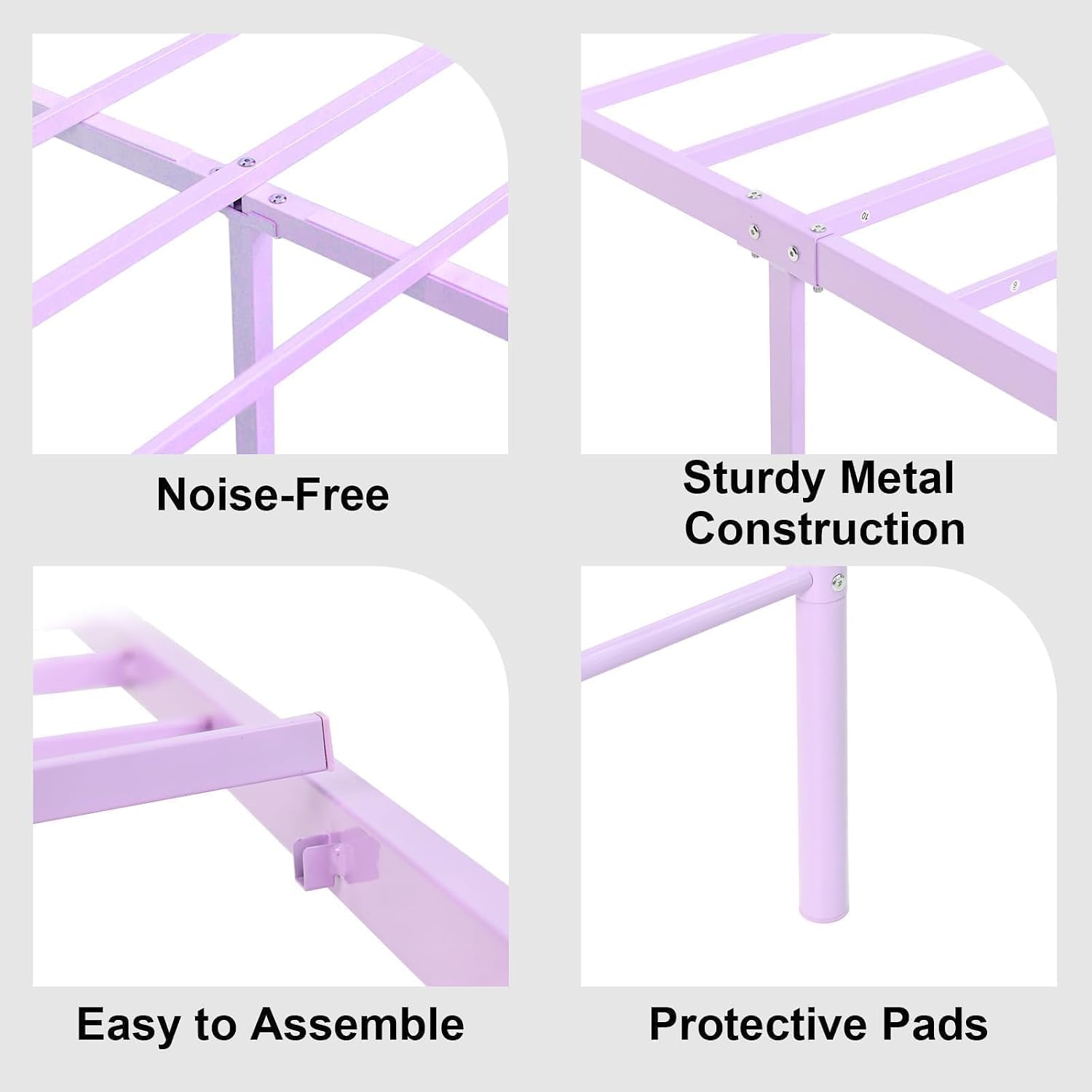 IMMERSTABLE Queen Bed Frame, Heart-Shaped Headboard Metal Platform Bed for Guest Room Bedroom, 12.5' Under Bed Storage, 800LBS Heavy Duty, Noise-Free, No Box Spring Needed, Easy Assembly, Purple
