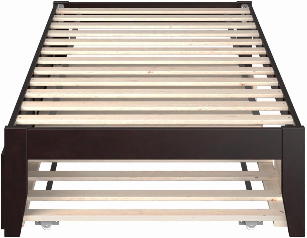 AFI Colorado Twin Size Platform Bed with Twin Trundle and Charging Station in Espresso