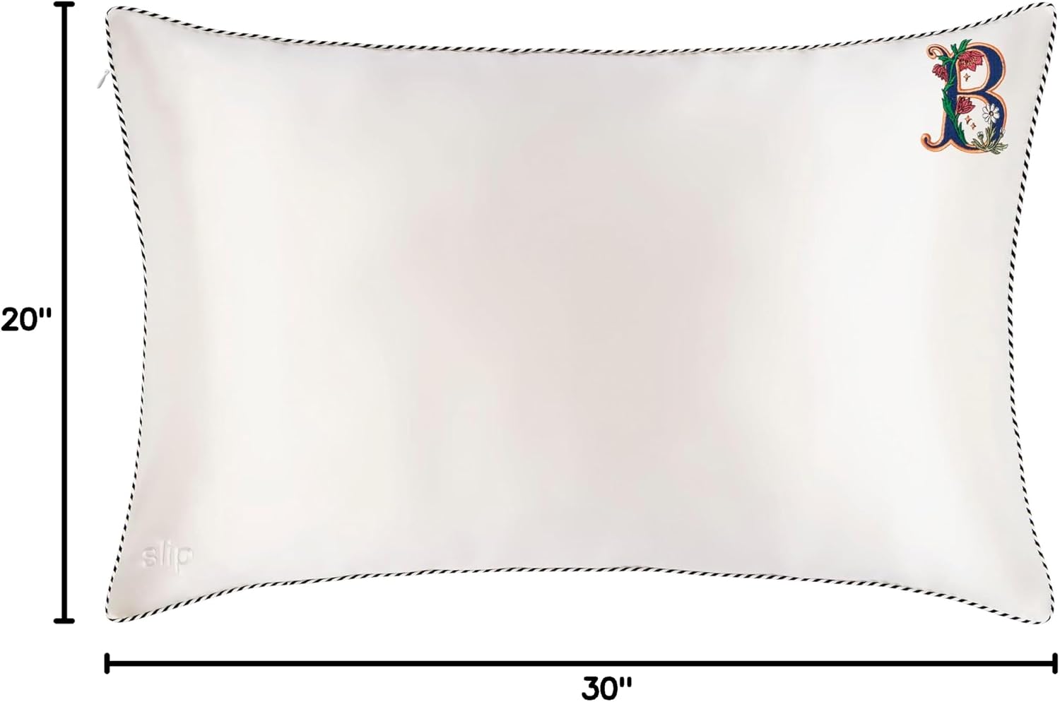 slip The Original Queen Pure Silk Pillow Case - 100% Pure 22 Momme Mulberry Silk - Queen Standard Size - Anti-Aging, Anti-BedHead, Anti-Sleep Crease, Initial Collection: Letter B (20' x 30')