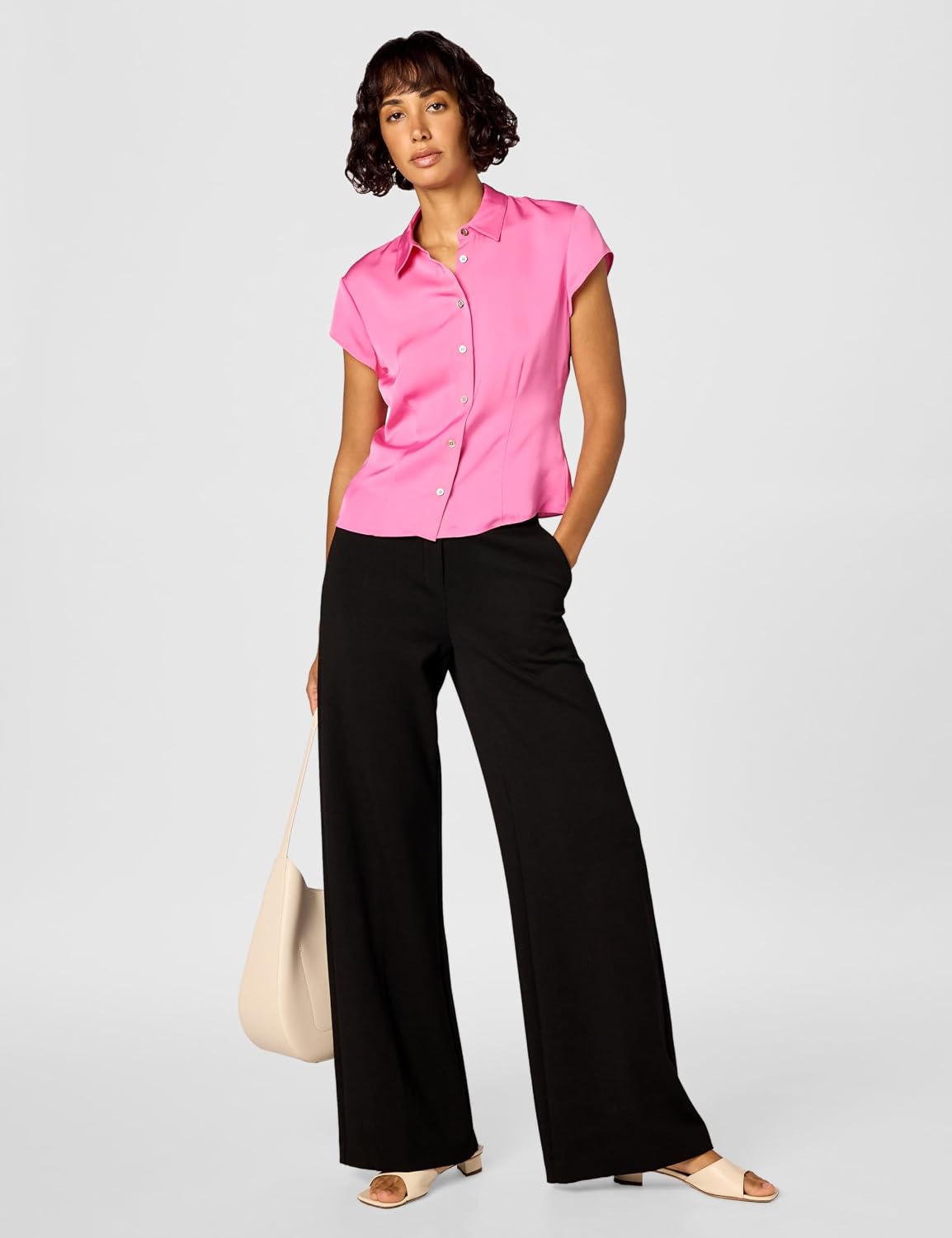 Theory Women's Cap SLV Blouse, Bright Pink, S