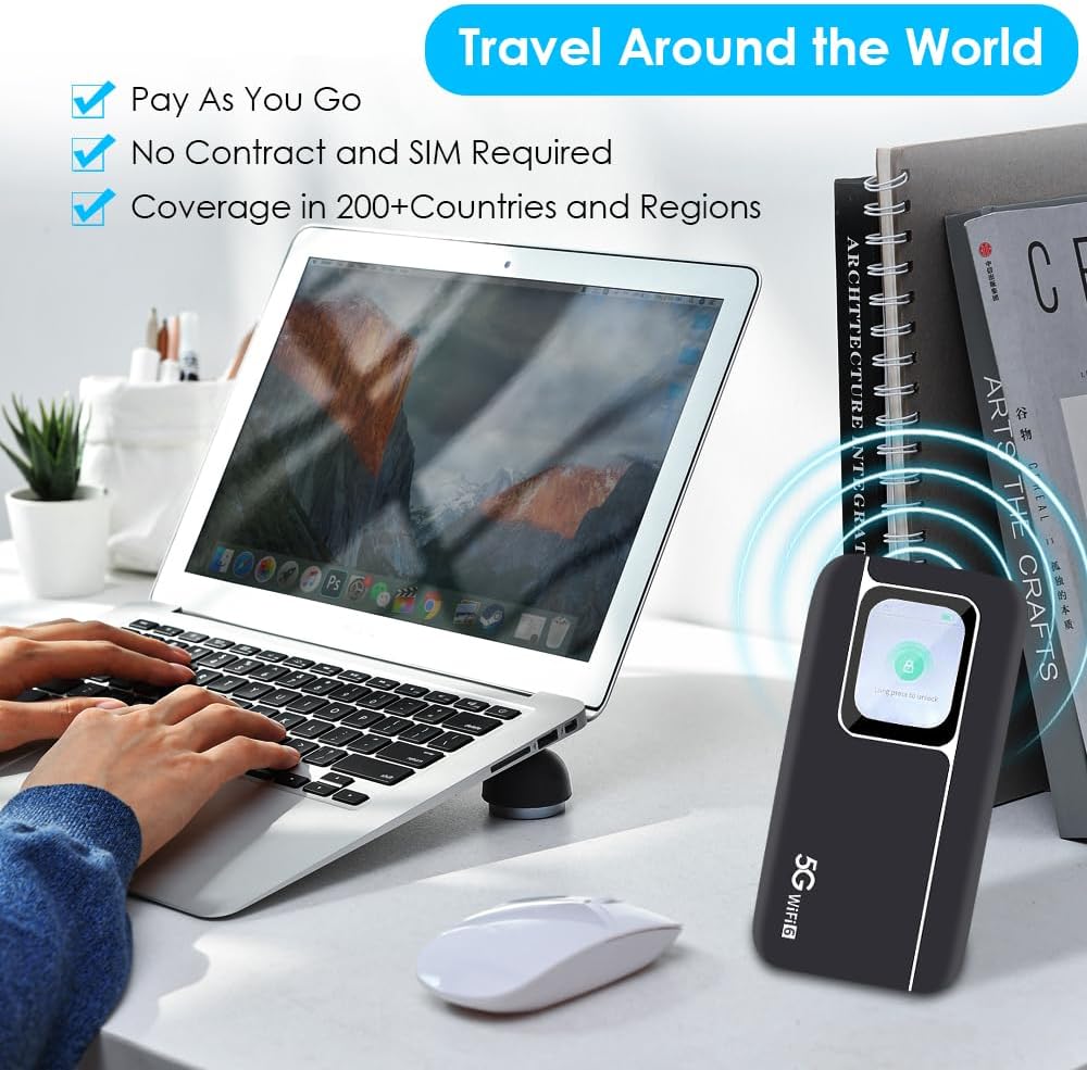 5G Band Router High Speed Mobile Hotspot 2.01 Inch Screen Portable Hotspot Mobile Hotspot Device for Travel Business, Support Up to 16 Devices, Large Touch Screen