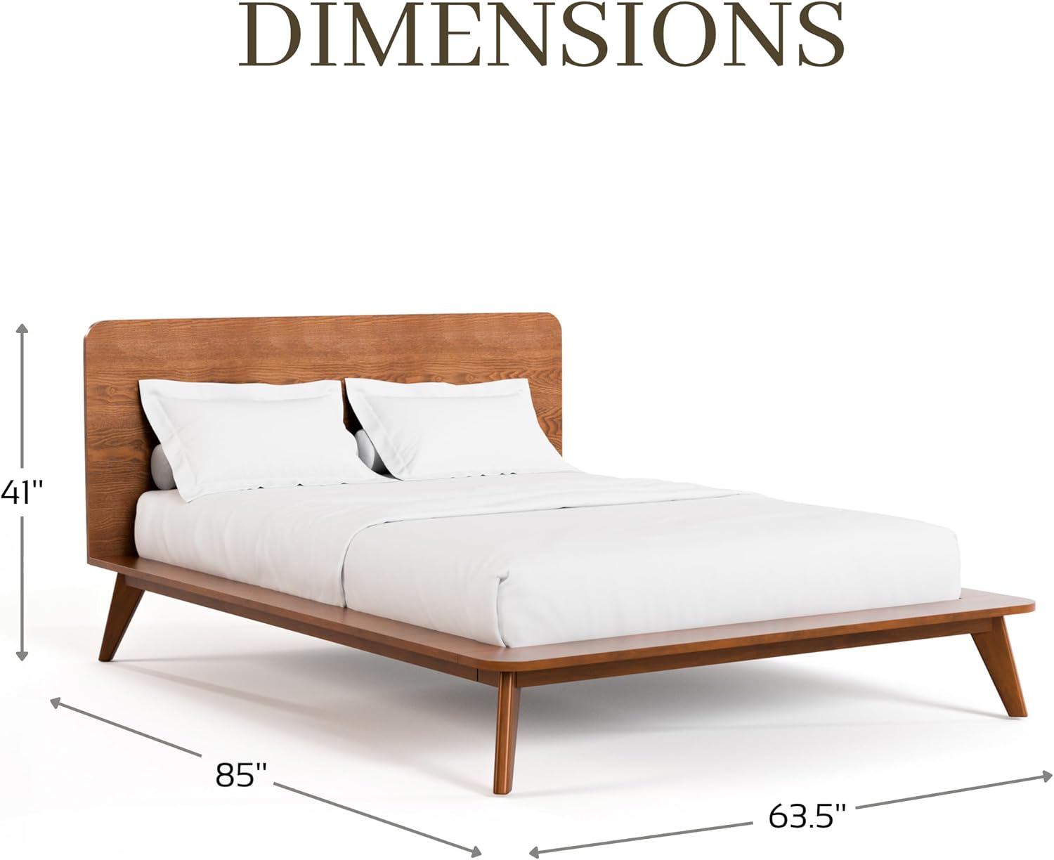 Furniture of America Wyatt Modern Solid Wood Bedroom Collection with Queen Bed Frame, Nightstands, Dresser with Mirror, Chest, No Box Spring Needed, Walnut, Standard Low Profile, 6-Piece Set