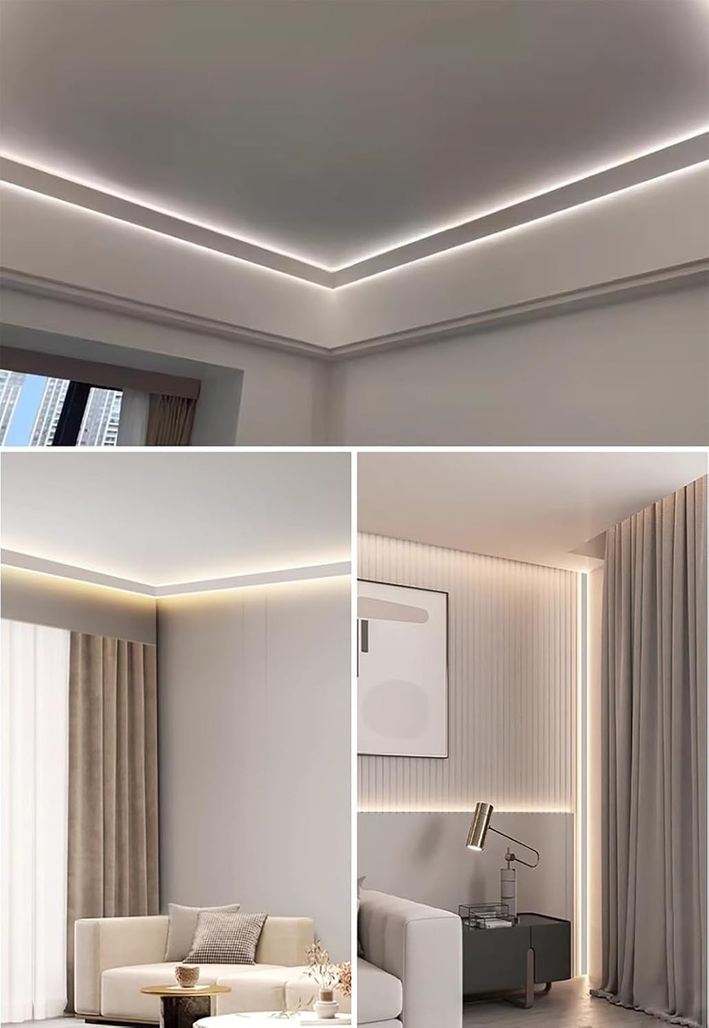 LED Light Channel for Game Room Decor, Aluminum Indirect Lighting Crown Molding, 29.5ft Wall Trim - No LED Strips Needed, Stylish Home Accent for Modern Interiors