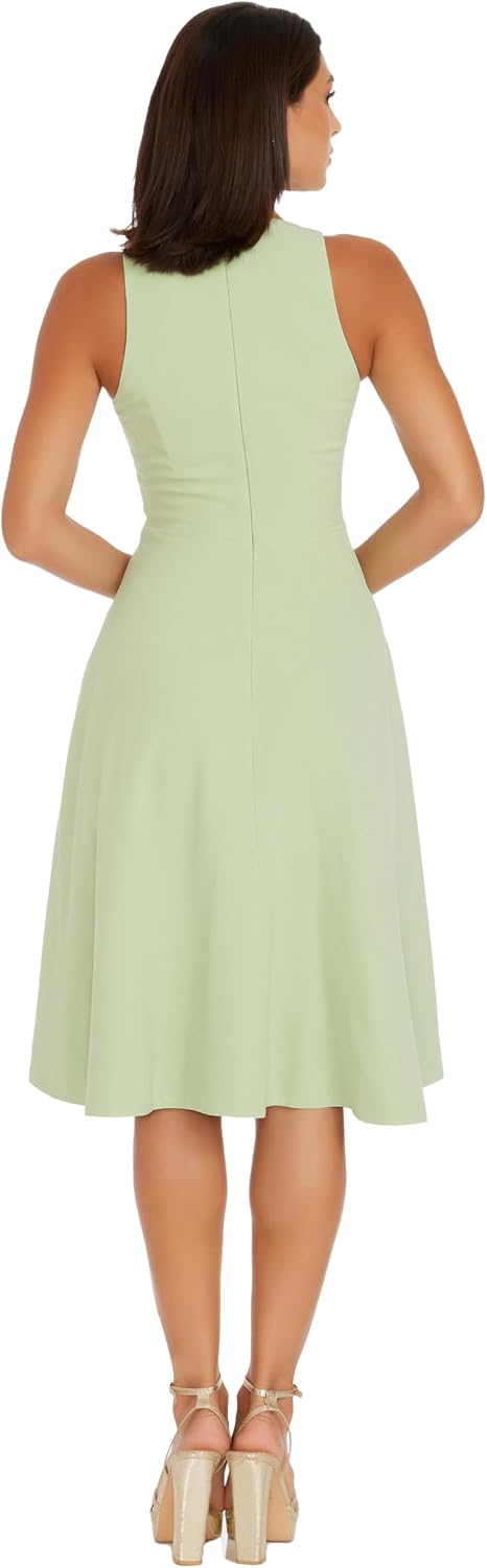 Dress the Population Women's Catalina Solid Sleeveless Fit & Flare Midi Dress