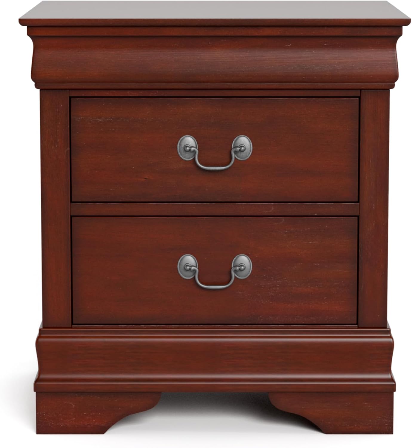 Furniture of America Arabella Traditional Solid Wood 3 Piece Bedroom Set, Queen Bed Frame and Nightstands Set of 2, Chic Sleigh Design Bedframe with Headboard and Footboard, Box Spring Needed, Cherry