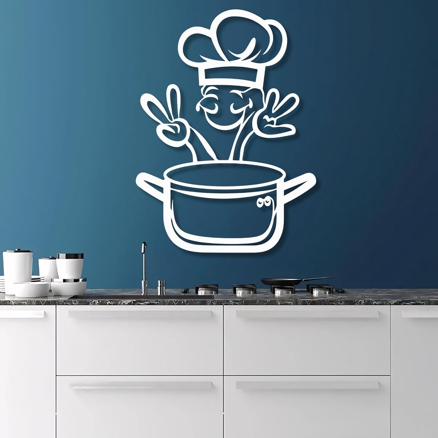 KingGenius Kitchen Metal Wall Art,Chef Restaurant Wall Decor,Home Kitchen Gifts (Black, 22'x30'/56x76cm, Metal Wall Art)