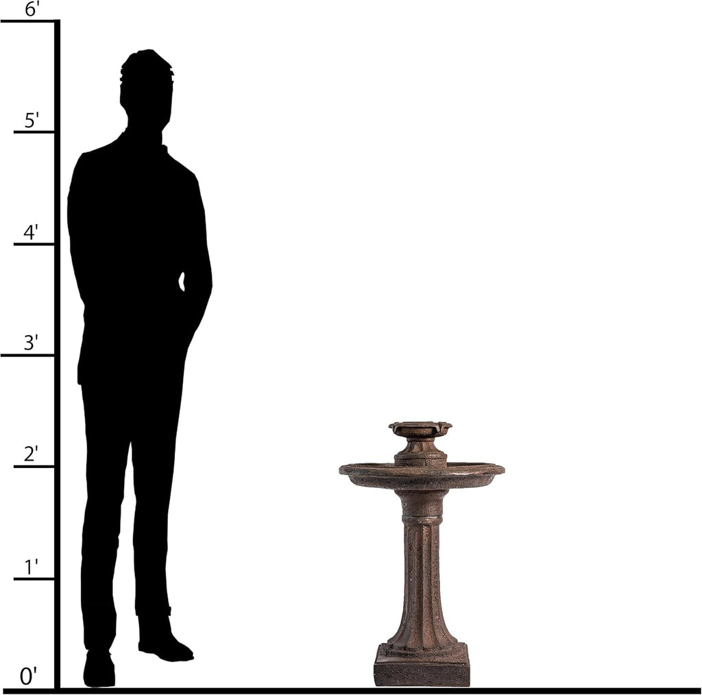XBrand 28' Tiered Freestanding Classic Bird Bath Outdoor Water Fountain with Auto Shut-Off Pump, Brown