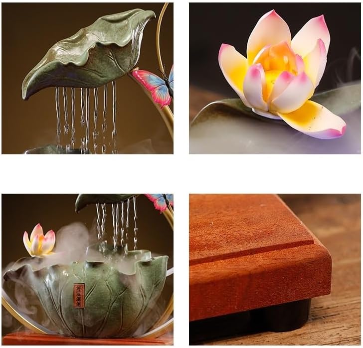 Desktop Fountain Tabletop Fountain Ceramic Flowing Water Ornaments Circulating Water Simple Modern Living Room Decorations Waterfall Fountain(A)