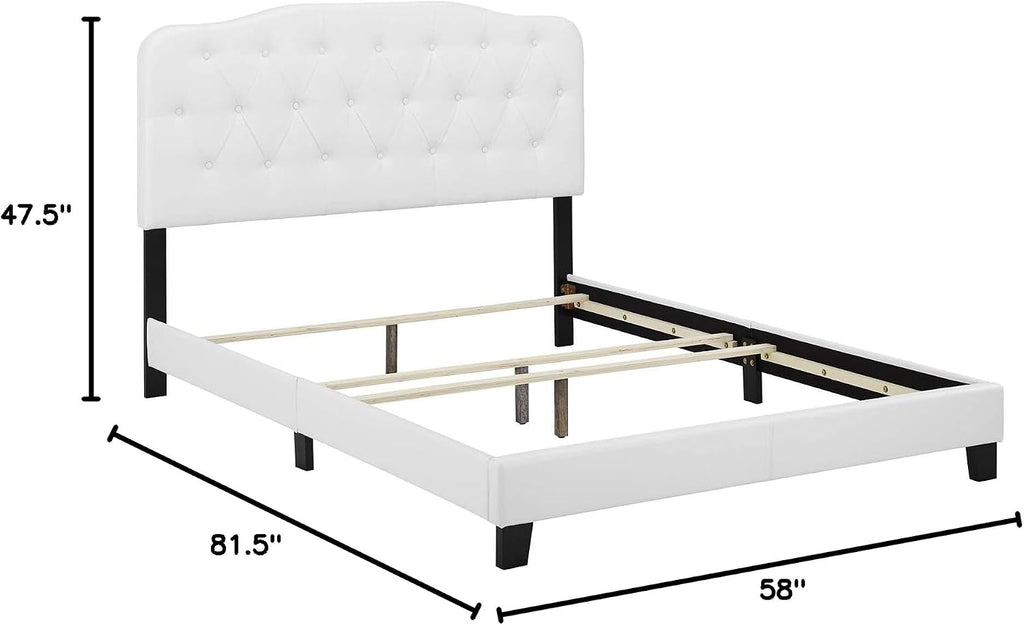 Modway Amelia Tufted Faux Leather Upholstered Full Platform Bed in White