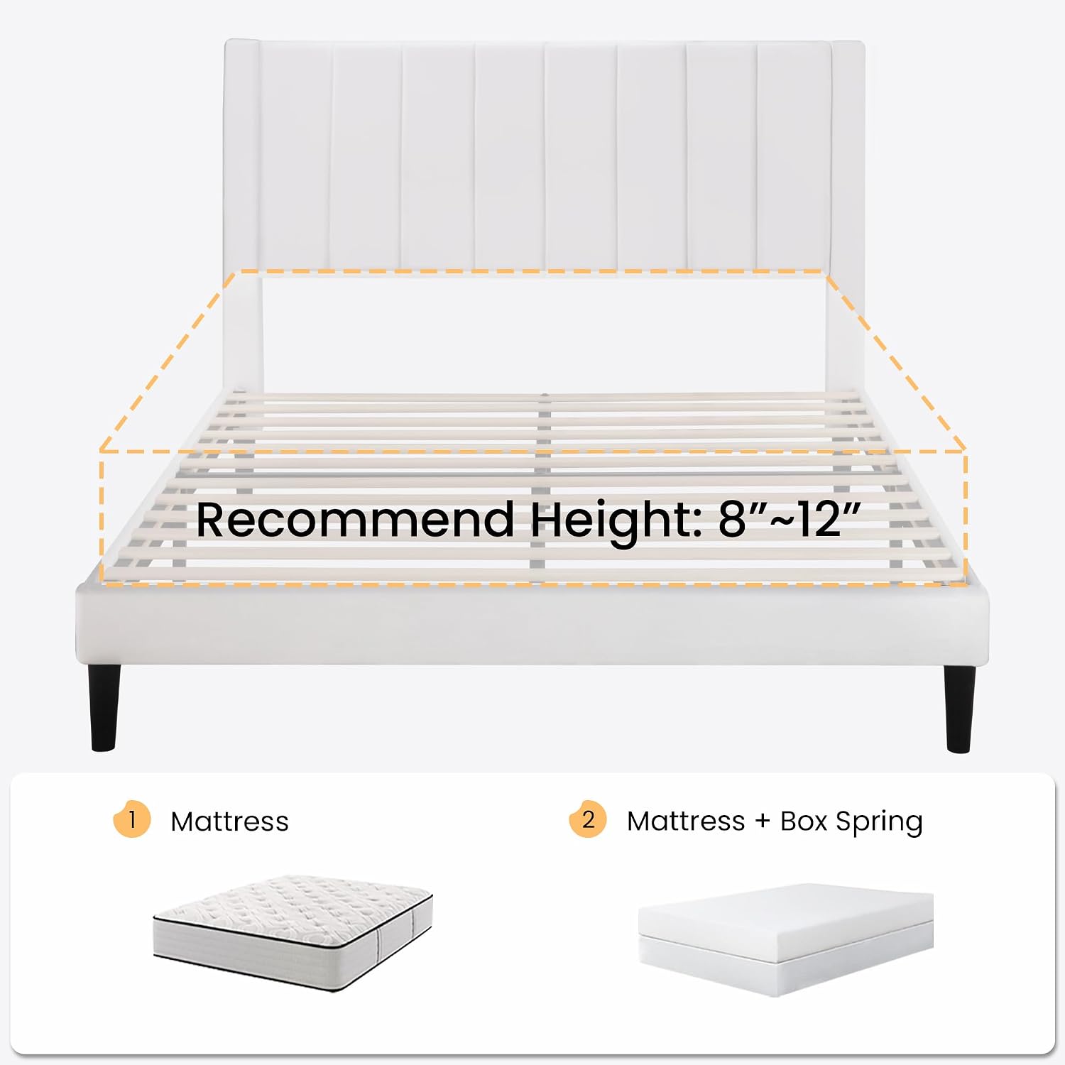 SHA CERLIN Twin Bed Frame/Velvet Upholstered Platform Bed Frame with Headboard/Strong Wood Slats Support/Mattress Foundation/No Box Spring Needed/Easy Assembly/White