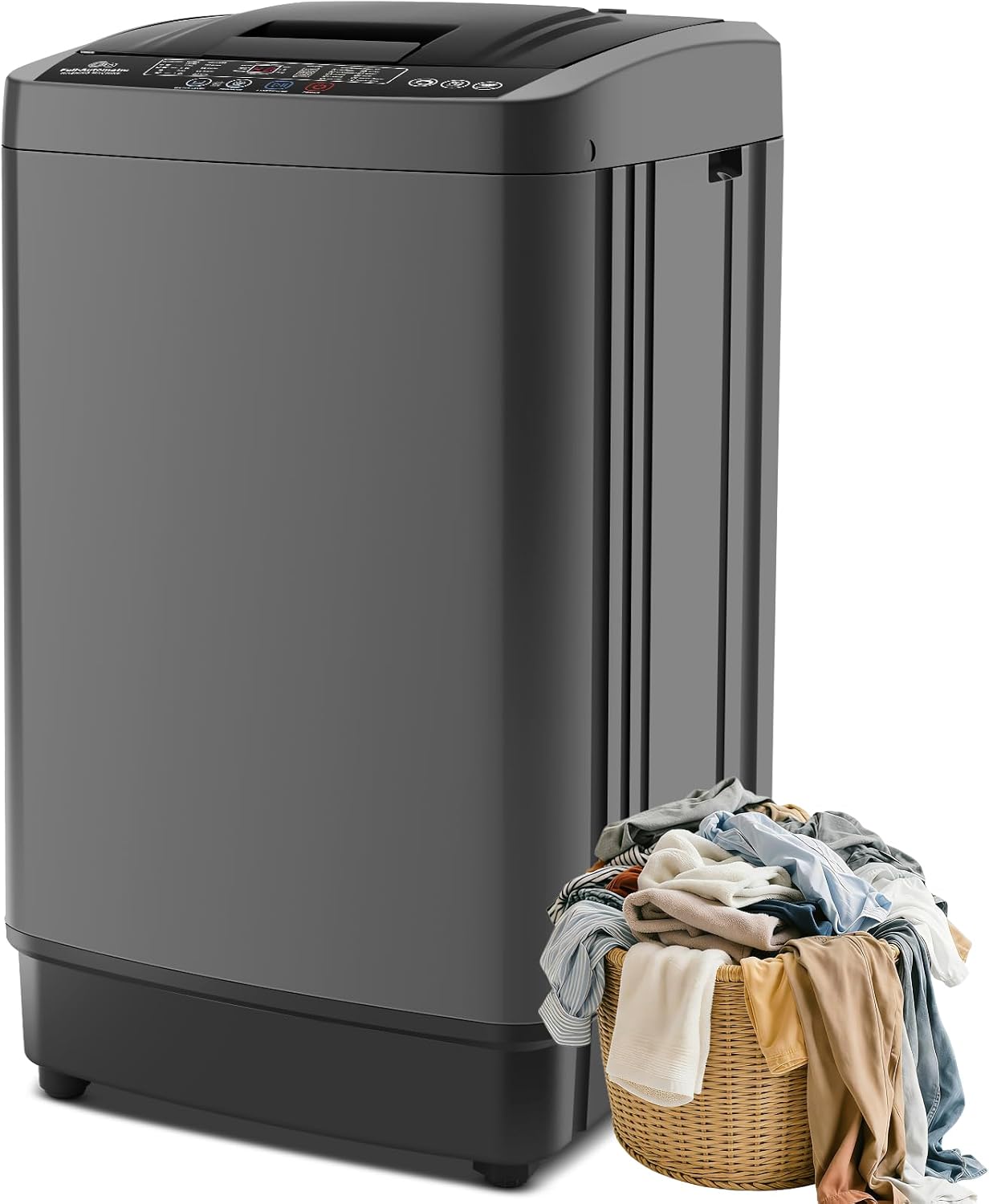 Nictemaw 2.4 Cu.ft Portable Washing Machine, 17.8 lbs Capacity Full Automatic Washing Machine with 10 Wash Programs, LED Display & Drain Pump, Portable Washer for Apartments, RV, Dorm, Home