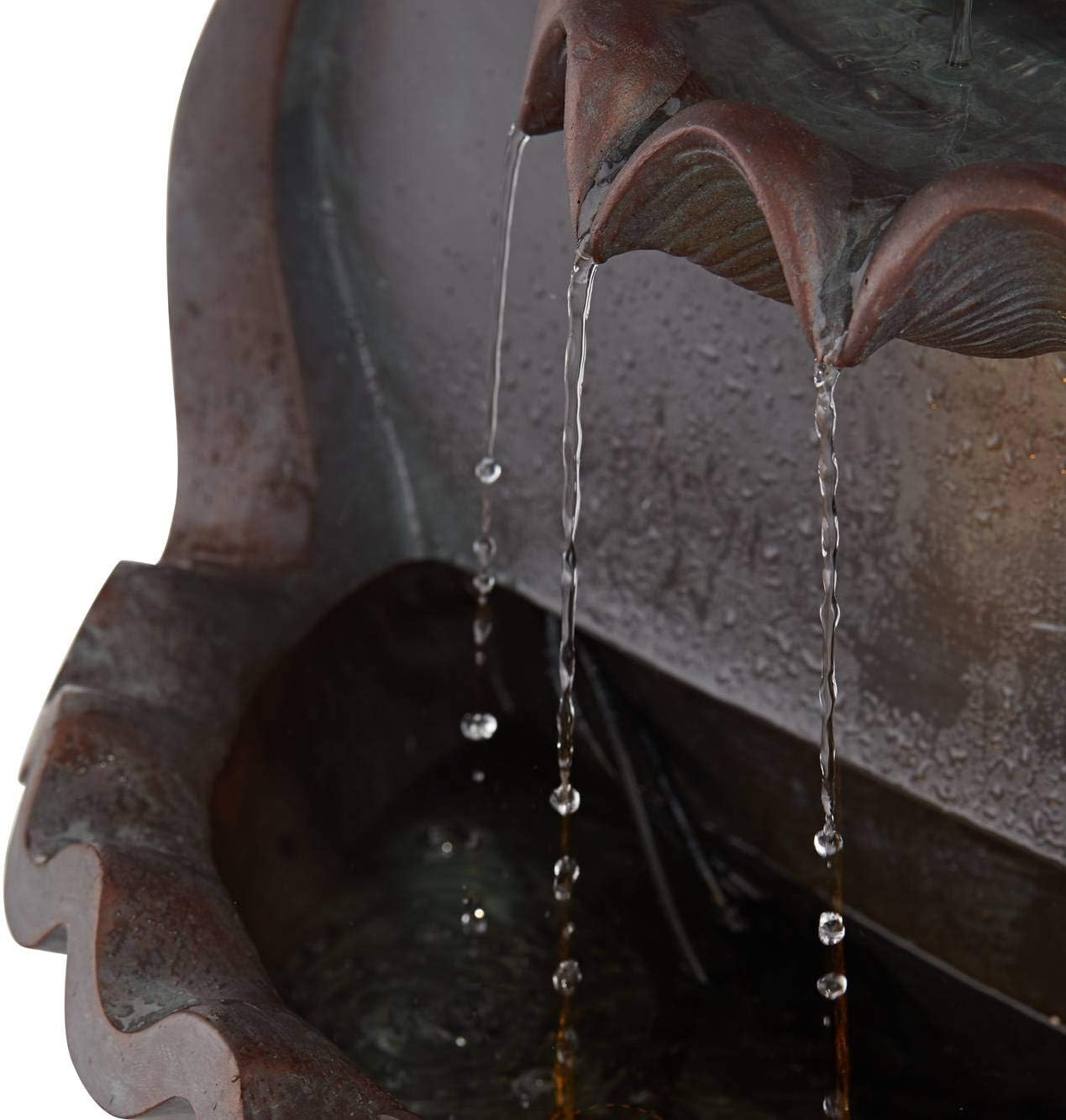 Royal Lion Head 31 1/2' High Large Rustic Indoor Outdoor Decor Bronze Wall Fountain with Light LED Statue Waterfall Tiered Basin Water Feature for Outside Garden Patio Yard Backyard - John Timberland