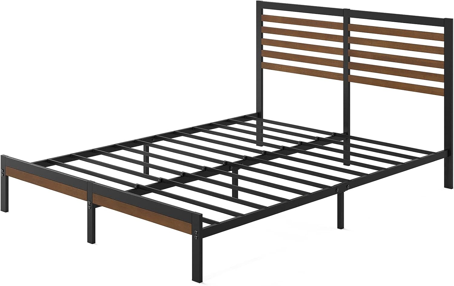 Zinus Kai Bamboo and Metal Platform Bed Frame with Headboard, No Box Spring Needed, Easy Assembly, Queen, Brown