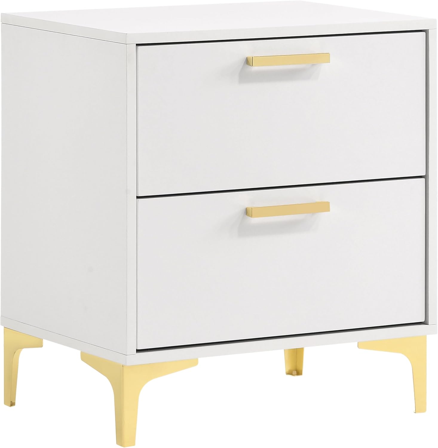 Coaster Home Furnishings Kendall 5-piece Modern Bedroom Set Eastern King Size Upholstered Tufted Bed Frame Velvet Upholstery Nightstand Dresser Mirror and Chest White 224401KE-S5