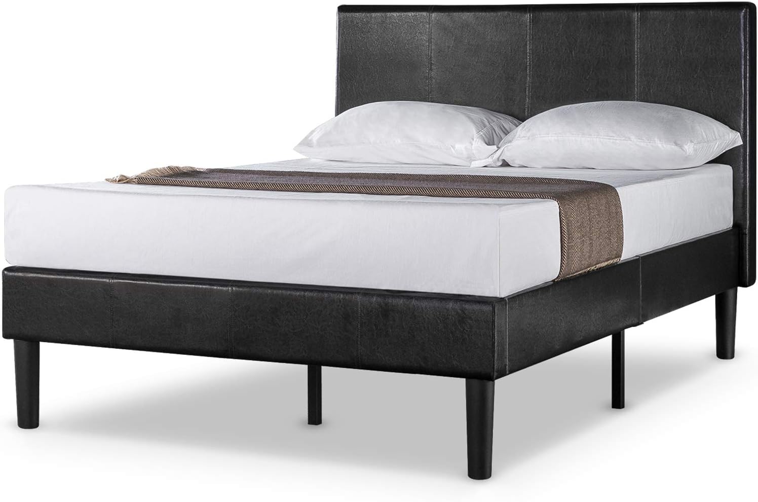 Zinus Gerard Faux Leather Upholstered Platform Bed Frame, Mattress Foundation, Wood Slat Support, No Box Spring Needed, Easy Assembly, Full