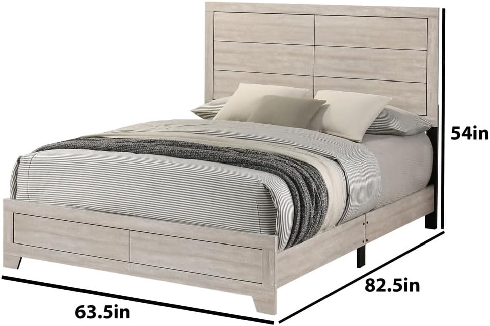 Best Quality Furniture 5 Piece Bedroom Set in Rustic Gray Oak Wood in Queen