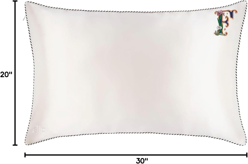 slip The Original Queen Pure Silk Pillow Case - 100% Pure 22 Momme Mulberry Silk - Queen Standard Size - Anti-Aging, Anti-BedHead, Anti-Sleep Crease, Initial Collection: Letter F (20' x 30')