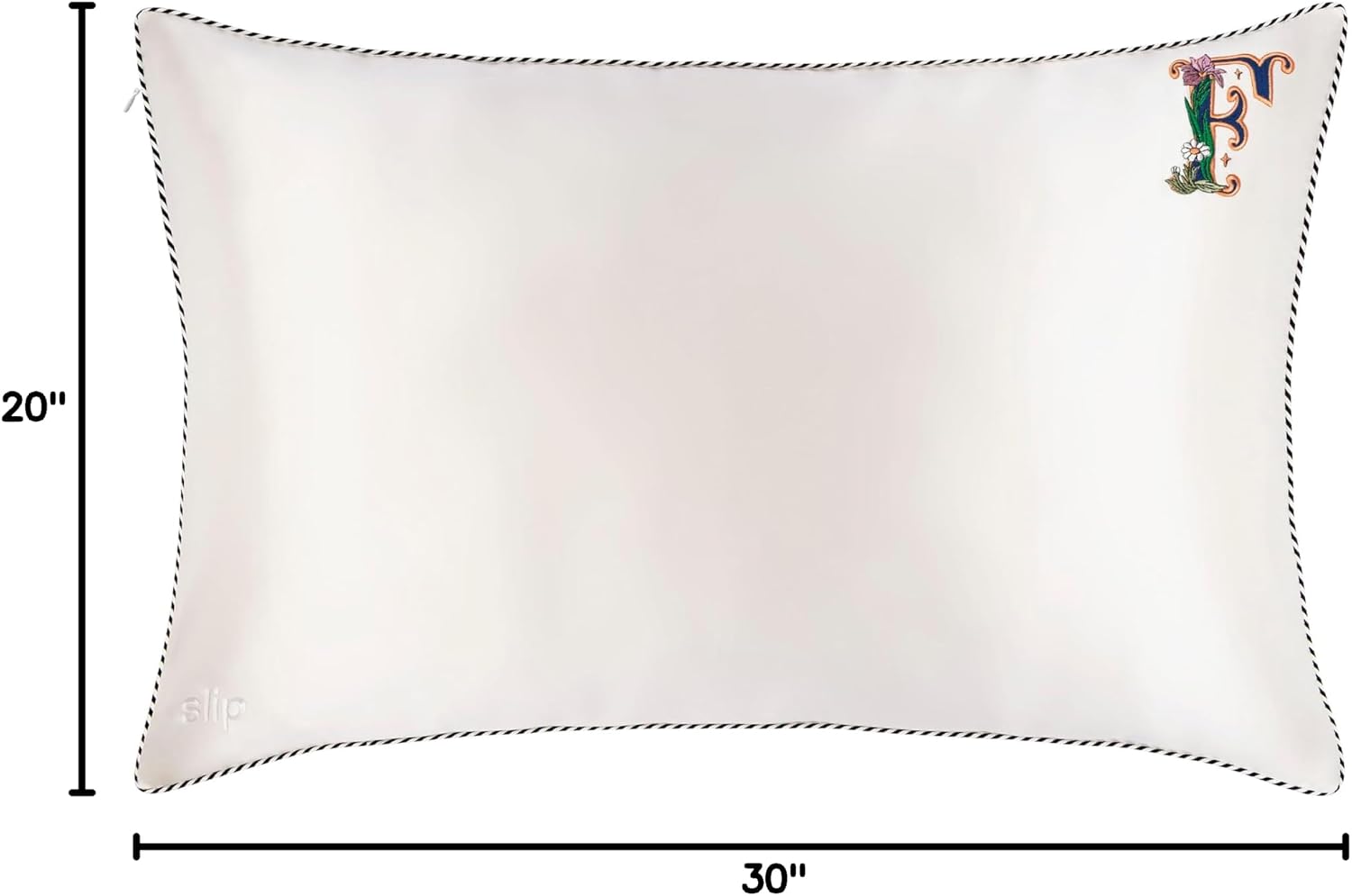 slip The Original Queen Pure Silk Pillow Case - 100% Pure 22 Momme Mulberry Silk - Queen Standard Size - Anti-Aging, Anti-BedHead, Anti-Sleep Crease, Initial Collection: Letter F (20' x 30')